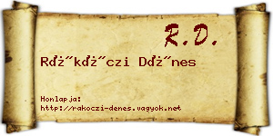 Rákóczi Dénes névjegykártya